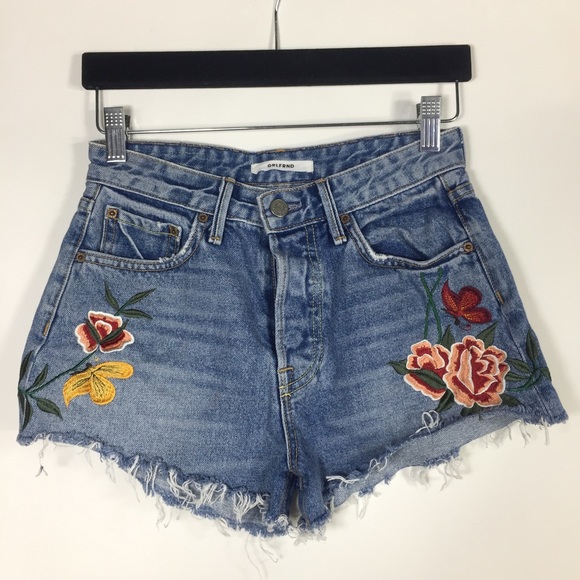 GRLFRND Cindy Embroidered Jean Shorts Rising Sun 24 - Picture 3 of 16